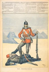 エジプトの「保護者」として描かれたイギリス、『ル・プティ・ジュルナル』の風刺画、1893年2月11日